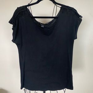 Forever 21 Black Wide Neck T-Shirt